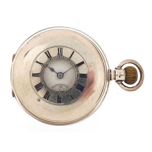 2515 - Waltham Mass, Victorian gentlemen's silver keyless half hunter pocket watch having enamelled and sub... 