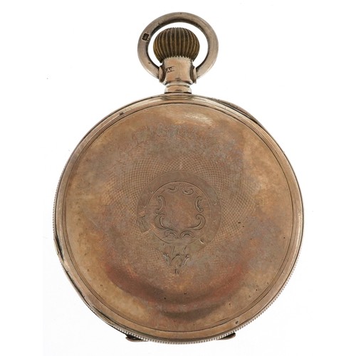 2515 - Waltham Mass, Victorian gentlemen's silver keyless half hunter pocket watch having enamelled and sub... 