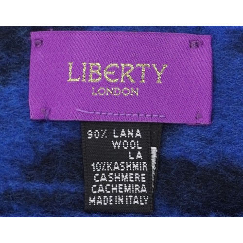 1286 - Liberty of London Lana wool blue floral scarf with box and bag