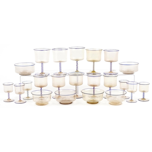 130 - Vittorio Zecchin for Pauly & Co, Art Deco Murano glassware comprising sixteen various sized glasses ... 