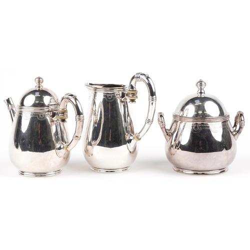 649 - *WITHDRAWN* 1930's Italian Air Force silver plated three piece tea set comprising teapot, milk jug a... 