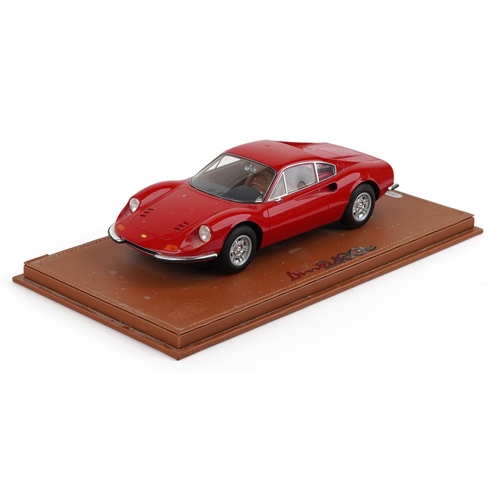 1556 - BBR Models 1:18 scale diecast model Ferrari Dino 246 GT Rosso Corsa with box and display stand, limi... 