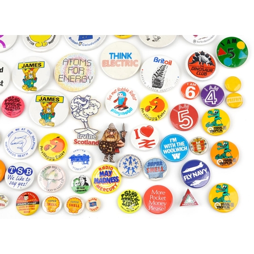 1695 - Large collection of vintage and later pin badges and stickpins including Shell, BP, Eveready, Poppin... 