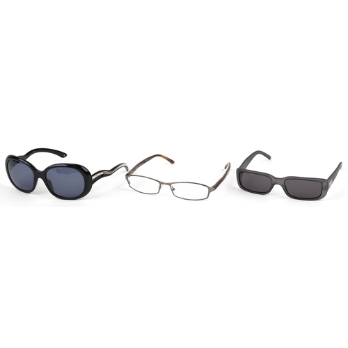 1291 - Three pairs of ladies sunglasses with cases comprising two Gucci and Prada