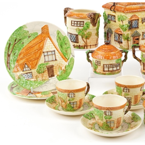 1187 - Beswick Cottage Ware including a six place tea service and biscuit barrel with cover, the largest 23... 