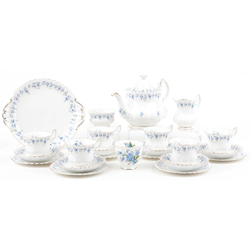 1180 - Royal Albert Memory Lane teaware including six place setting, the teapot 25.5cm in length