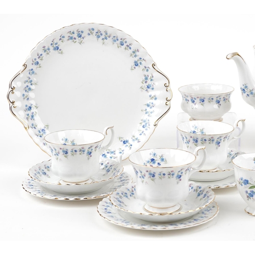 1180 - Royal Albert Memory Lane teaware including six place setting, the teapot 25.5cm in length