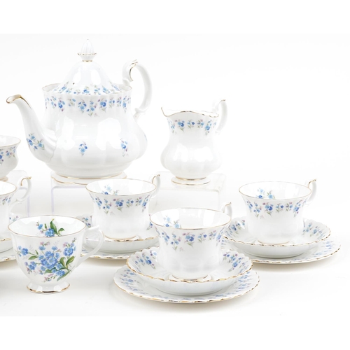 1180 - Royal Albert Memory Lane teaware including six place setting, the teapot 25.5cm in length