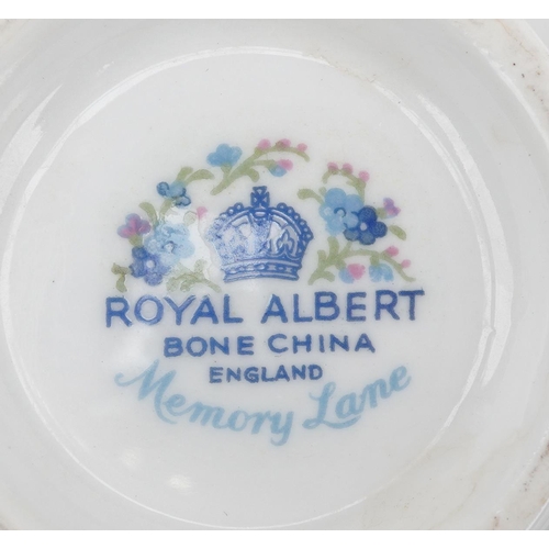 1180 - Royal Albert Memory Lane teaware including six place setting, the teapot 25.5cm in length