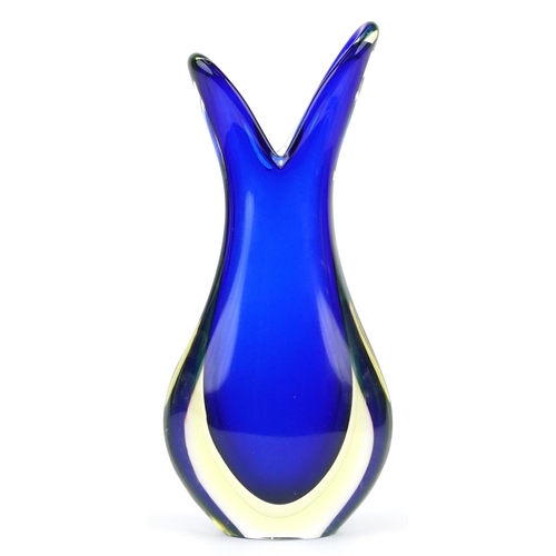 238 - Large Murano Sommerso three colour glass vase, 42cm high