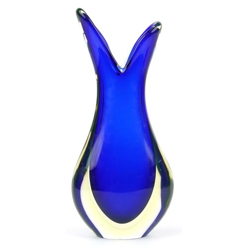 238 - Large Murano Sommerso three colour glass vase, 42cm high