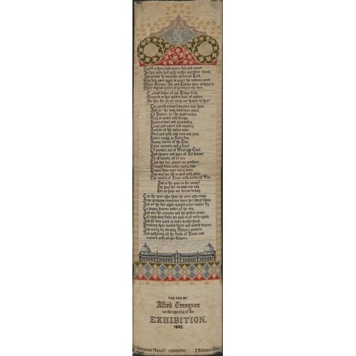 1719 - Victorian London International Exhibition 1962 woven silk souvenir, mounted and framed, 36.5cm x 9cm... 