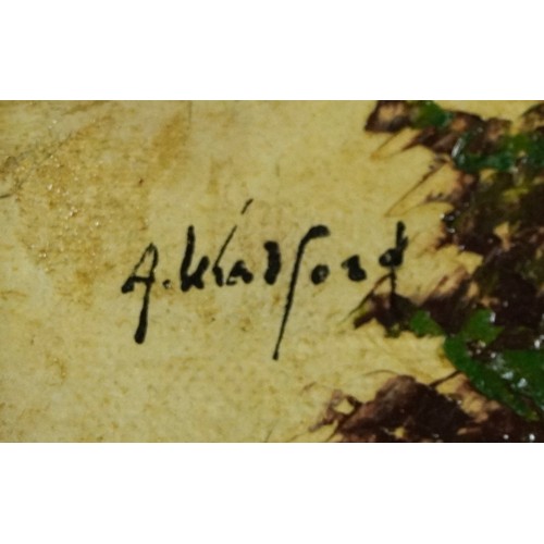 196 - Alpine landscape, 19th century oil on canvas, indistinctly signed, possibly A Walford?, inscribed ve... 