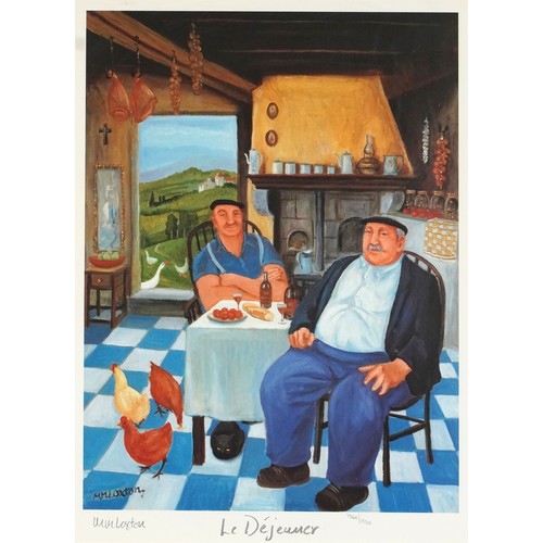 1376 - Margaret Loxton - Le Dejeuner and Le Coq Blanc, pair of pencil signed prints in colour, each with Wi... 