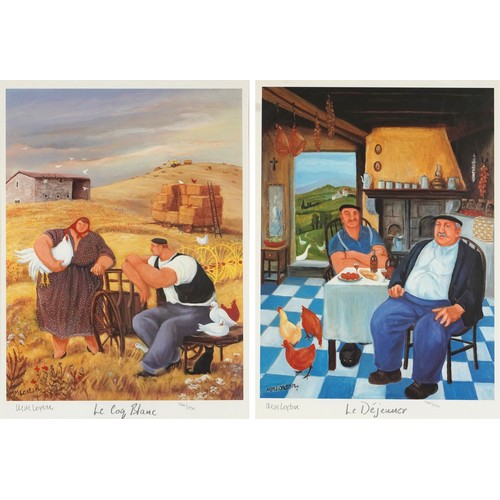 1376 - Margaret Loxton - Le Dejeuner and Le Coq Blanc, pair of pencil signed prints in colour, each with Wi... 