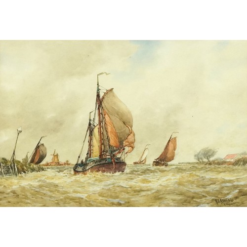 1052 - Frederick James Aldridge - A Breezy Corner, early 20th century maritime interest watercolour, mounte... 