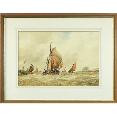 1052 - Frederick James Aldridge - A Breezy Corner, early 20th century maritime interest watercolour, mounte... 