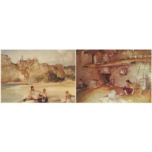 1119 - William Russell Flint - A Scrap of Newspaper and The First to Rise, pair of prints in colour, Victor... 