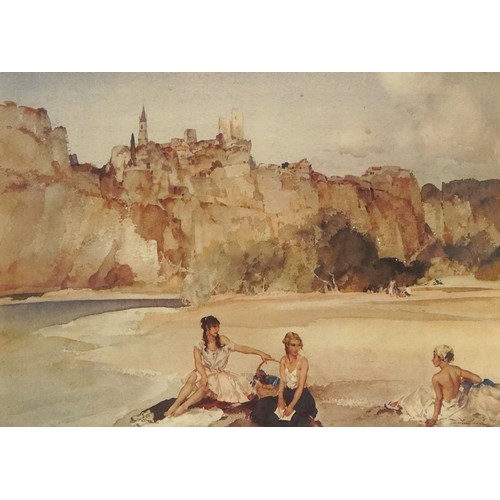 1119 - William Russell Flint - A Scrap of Newspaper and The First to Rise, pair of prints in colour, Victor... 