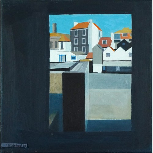 1330 - Fred Whitehead - Hastings fishing boats and huts, four contemporary oil on canvases, unframed, the l... 