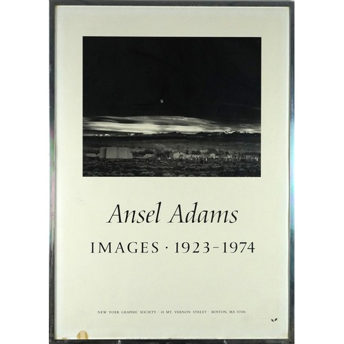 1413 - Ansel Adams Images 1923-1974 gallery poster, New York Graphics Society, framed and glazed, 90cm x 64... 