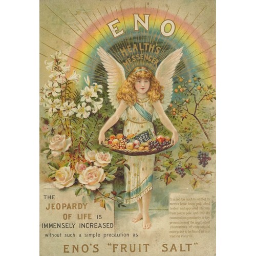 475 - Early 20th century Eno's Fruit Salt lithographic advertising poster, framed and glazed, 36.5cm x 25.... 