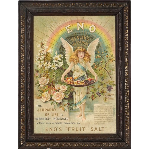 475 - Early 20th century Eno's Fruit Salt lithographic advertising poster, framed and glazed, 36.5cm x 25.... 