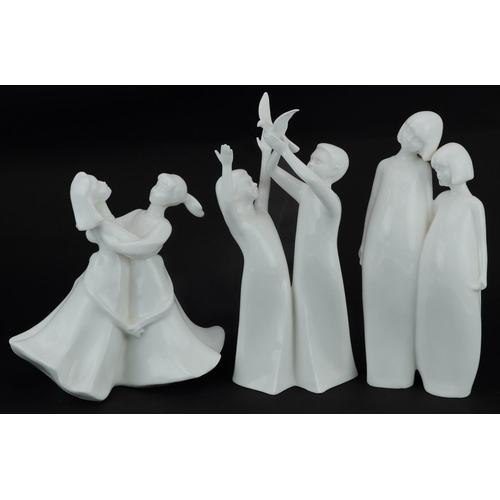 1149 - Three Royal Doulton figure groups including Gift of Freedom and Sisters, the largest 23.5cm high