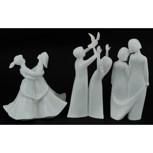 1149 - Three Royal Doulton figure groups including Gift of Freedom and Sisters, the largest 23.5cm high