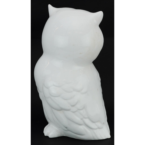 1485 - Large Dutch ceramic owl having a white glaze, 39cm high