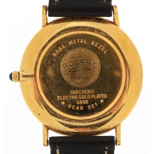 2596 - Rotary, gentlemen's gold plated G896 wristwatch with date aperture, 32mm in diameter