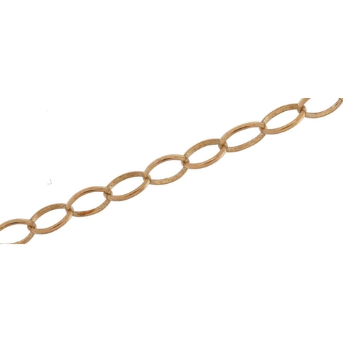 2674 - 9ct gold paper chain link bracelet, 18cm in length, 0.9g