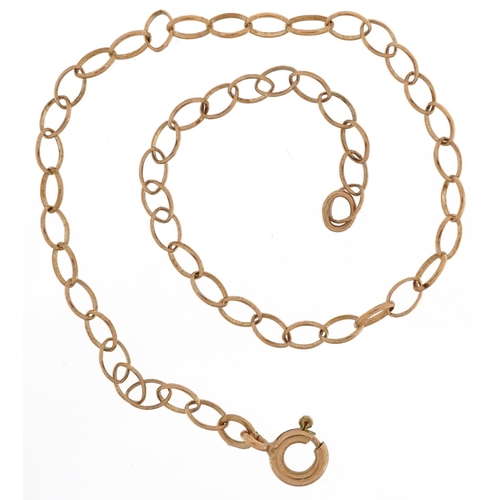 2674 - 9ct gold paper chain link bracelet, 18cm in length, 0.9g