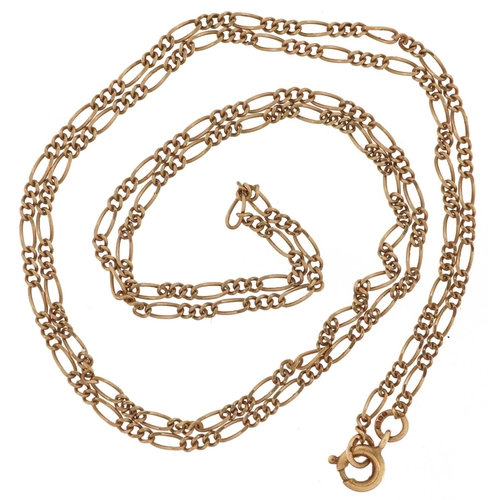 2041 - 9ct gold Figaro link necklace, 56cm in length, 3.5g