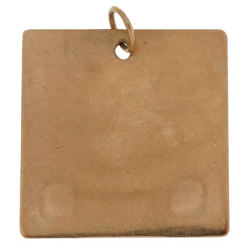 2087 - 9ct gold square ingot pendant, London 1977, 2.5cm x 2.5cm, 5.5g