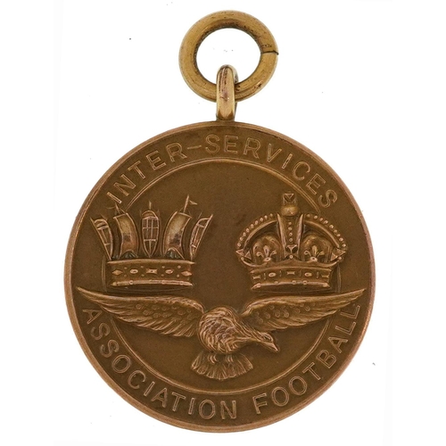 626 - Military interest 9ct gold Inter-Services Association Football jewel awarded to C.S.M.E.COOPER R.A.S... 