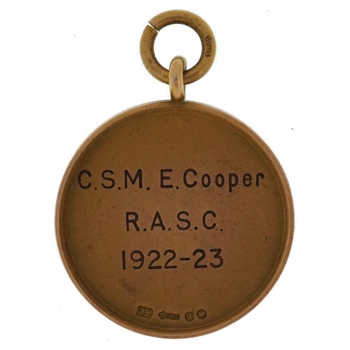 626 - Military interest 9ct gold Inter-Services Association Football jewel awarded to C.S.M.E.COOPER R.A.S... 