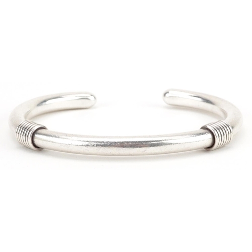 2257 - Andreas Mikkelsen, mid century Danish 925S sterling silver cuff bangle, 7.5cm wide, 56.0g