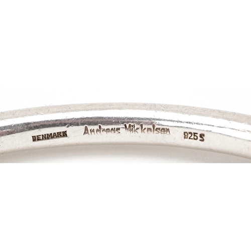 2257 - Andreas Mikkelsen, mid century Danish 925S sterling silver cuff bangle, 7.5cm wide, 56.0g