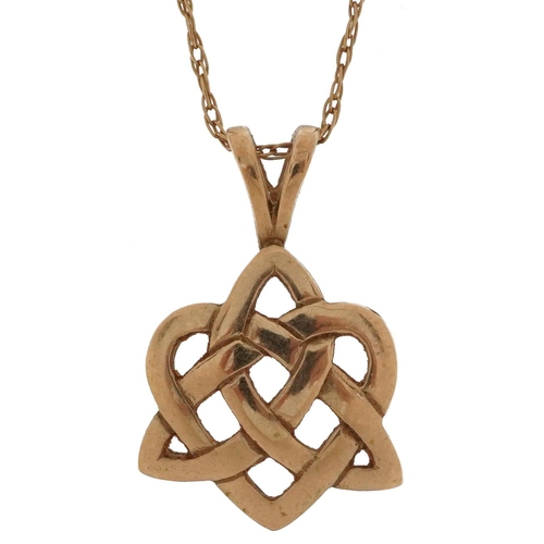 2211 - 9ct gold pendant in the form of a Celtic knot on a 9ct gold necklace, 2cm high and 50cm in length, 2... 