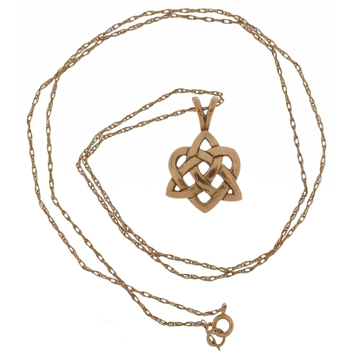 2211 - 9ct gold pendant in the form of a Celtic knot on a 9ct gold necklace, 2cm high and 50cm in length, 2... 