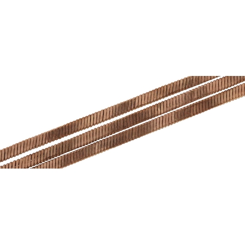 2086 - Broken 9ct gold flattened weave bracelet, 20cm in length, 10.2g