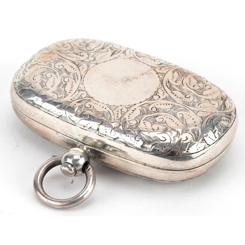 199 - Victorian floral engraved silver sovereign and half sovereign case, indistinct maker's mark, Birming... 