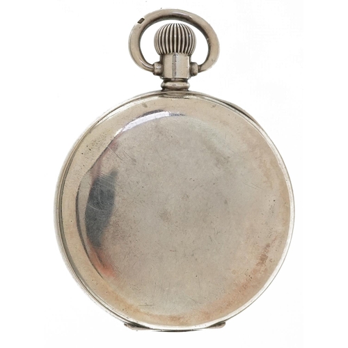 2051 - J W Benson, George V gentlemen's silver open face keyless half hunter pocket watch having enamelled ... 