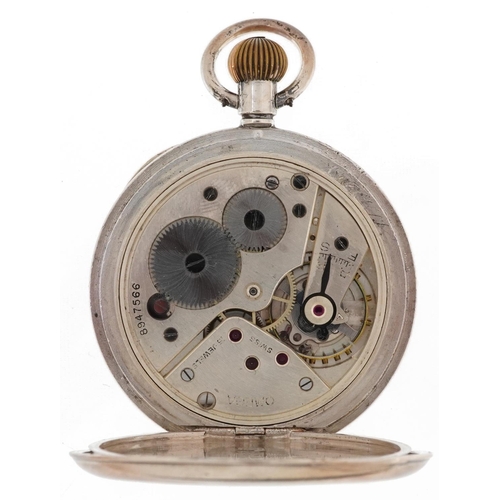 2013 - Omega, gentlemen's silver keyless open face pocket watch having enamelled and subsidiary dials with ... 