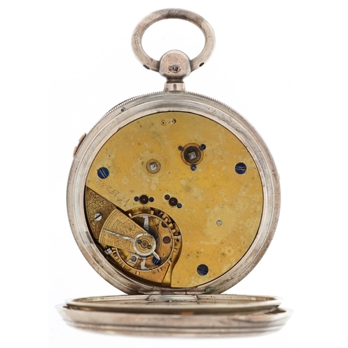 2248 - Centre Seconds, Victorian gentlemen's silver chronograph key wind open face pocket watch having enam... 