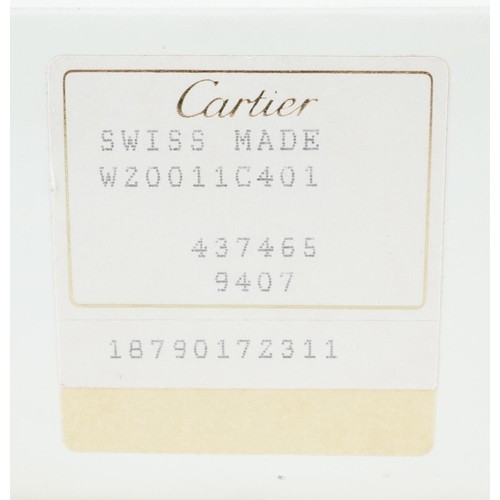 2063 - Cartier, ladies silver gilt Must de Cartier wristwatch having a burgundy dial with box and paperwork... 