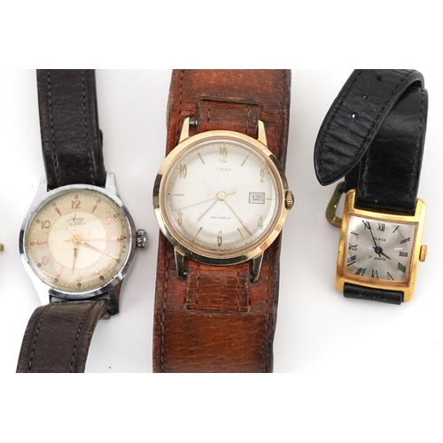 2730 - Six vintage ladies and gentlemen's wristwatches comprising Timex, Swatch, Limit, Avia, Slava and All... 