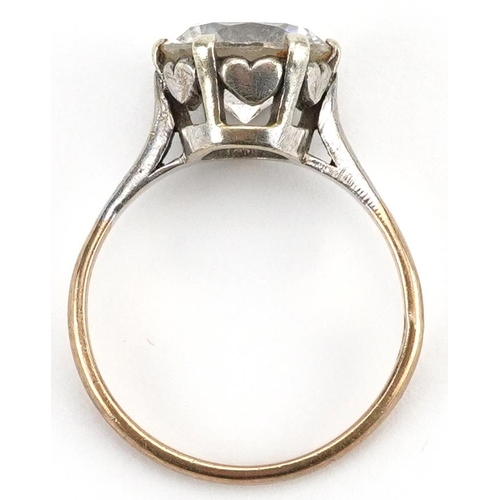 2101 - 9ct gold white topaz solitaire ring, the topaz approximately 8.70mm in diameter x 5.10mm deep, size ... 