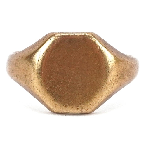 2106 - 9ct gold unengraved signet ring, size N/O, 4.9g